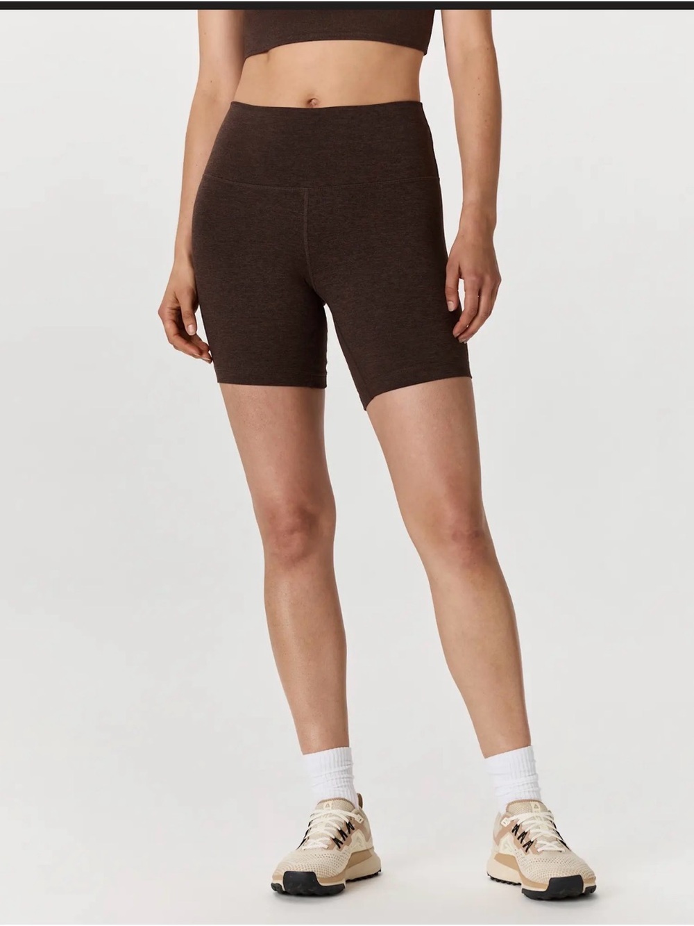 Quince Ultra Soft Biker Shorts in Brown, Size S